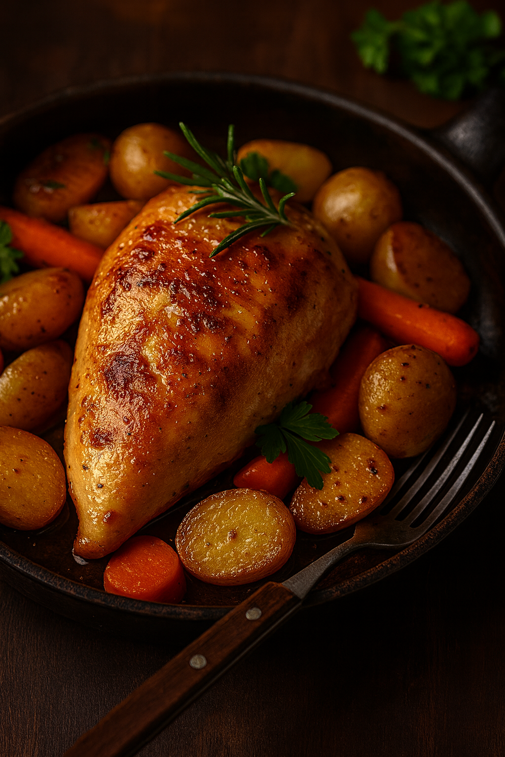 Knuspriges Geflügel mit Gemüse