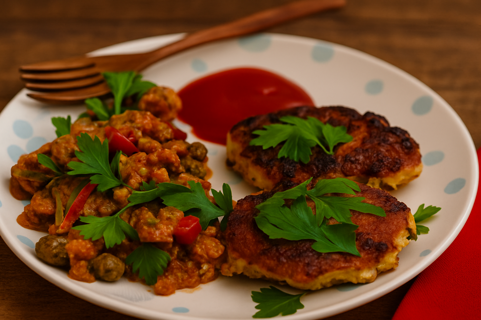 Veganes Alltagsgericht mit Gemüsebratlingen und Gemüse