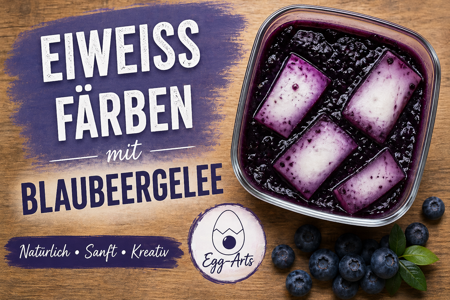 Eiweiß färben mit Blaubeergelee