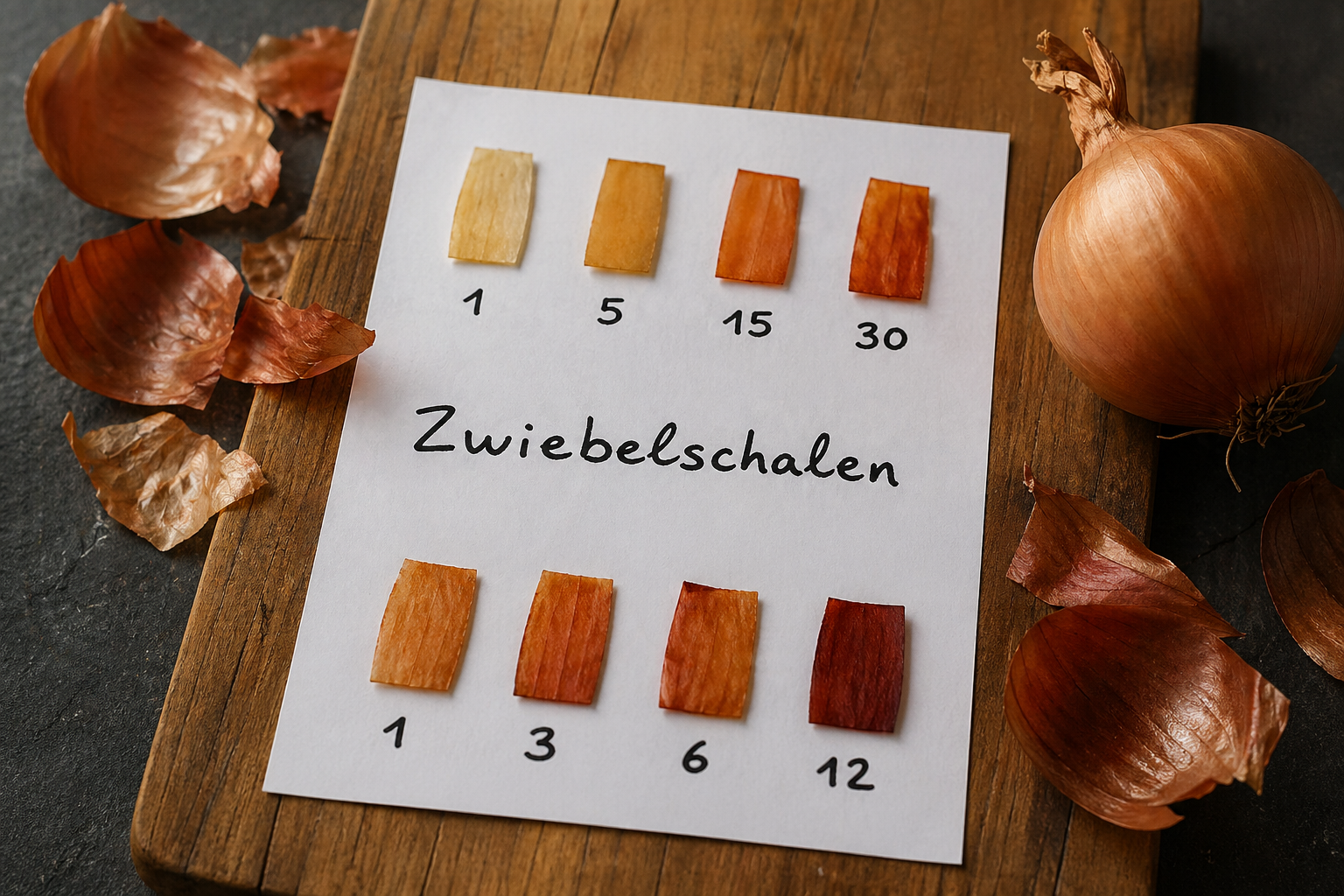 Eiweiß färben mit Zwiebelschalen