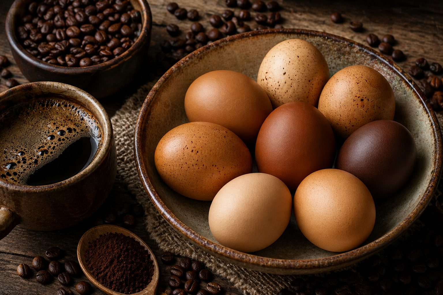 Eiweiß färben mit Kaffee