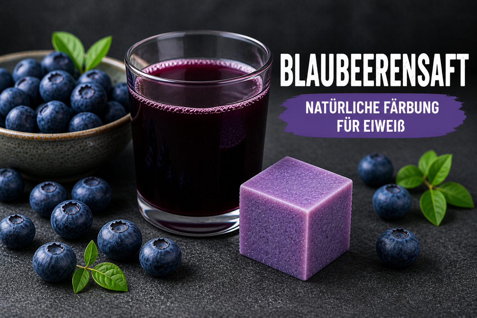 Eiweiß färben mit Blaubeersaft