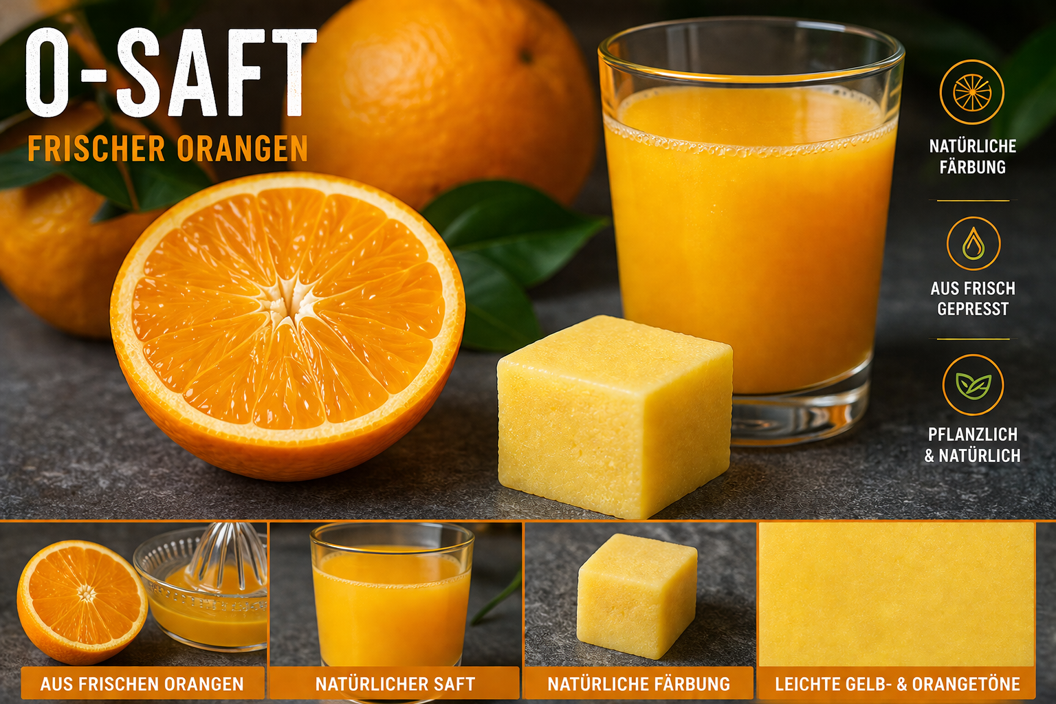 Eiweiß färben mit Orangensaft