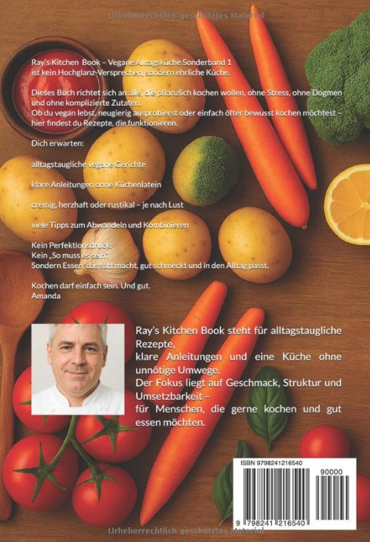 Ray's Kitchen Book – Veganes Band 1 – Rückseite